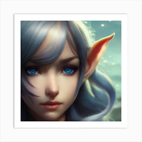 Elf Girl Hyper-Realistic Anime Portraits 4 Art Print
