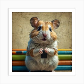 Hamster Holding A Phone 3 Art Print