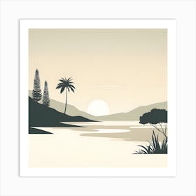 Sunset By The Lake Art Print