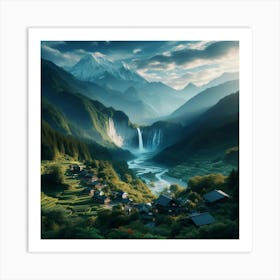 Village In The Mountains Art Print