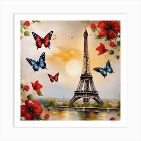 Paris With Butterflies 68 Art Print