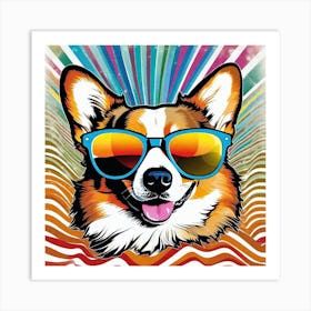 Corgi In Sunglasses 39 Art Print