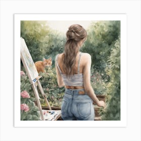 Girl In The Garden Art Print