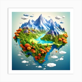 3d Landscape Like The World Map Art Print