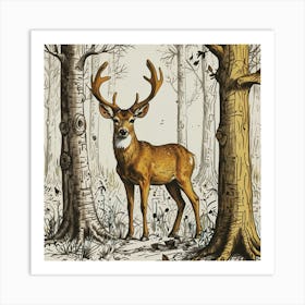 Deer In The Woods 89 Art Print