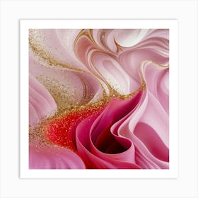 Abstract Pink And Gold Swirls Art Print