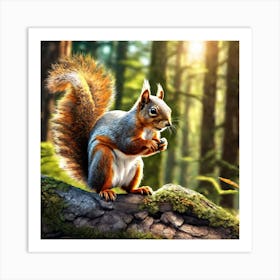 Squirrel In The Forest 89 Art Print