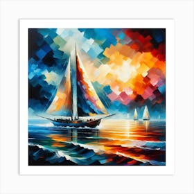 Sailboat, Abstract Art Print