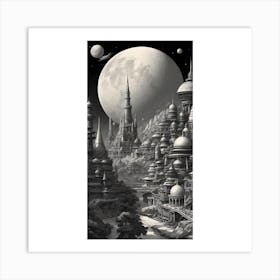 City Under The Moon Art Print