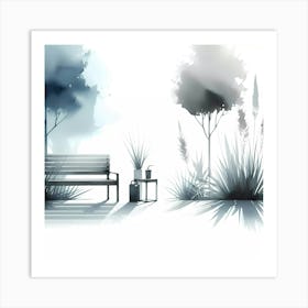 Bench In The Park Art Print