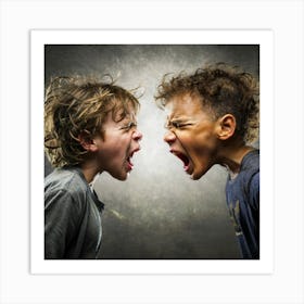 Two Boys Yelling Art Print