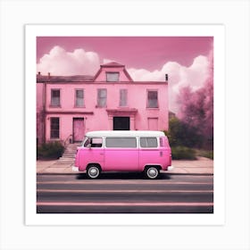 Pink Vw Bus 1 Art Print