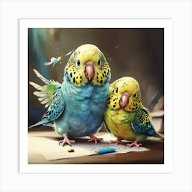 Two Parakeets Art Print