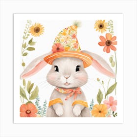 Floral Baby Rabbit Nursery Illustration (23) Art Print
