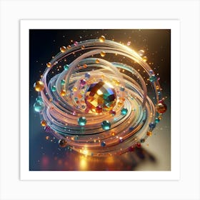 3d Rendering Of A Colorful Spiral Art Print