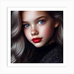 Girl With Blue Eyes 16 Art Print