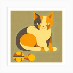 Calico Cat And Toys Art Print