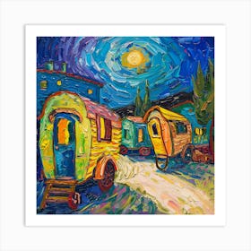 Van Gogh Style. Gypsy Caravans at Arles Series 3 Art Print