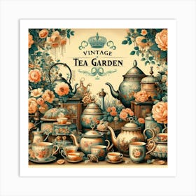 Vintage Tea Garden 1 Art Print