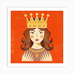 Portrait Of A Woman Wearing A Golden Crown Art Print