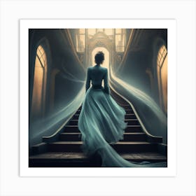 Fairytale Girl On Stairs Art Print