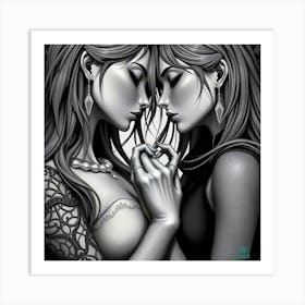 Two Women Holding Hands Art Print