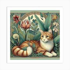 Cat In The Garden 1 Art Print