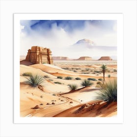 Watercolor Desert Landscape 2 Art Print