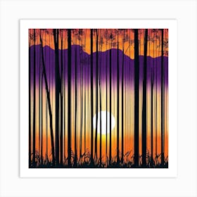 Sunset In The Bamboo Forest Art Print