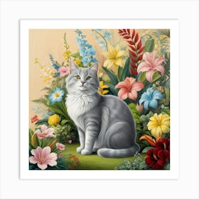 Cat In The Garden Art Print