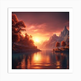 Sunset In The Mountains Art Print