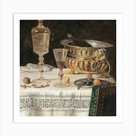 Table With A Glass Of Champagne Art Print