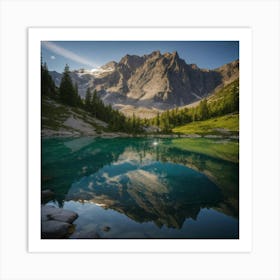 Reflection Of Mountain Lake Art Print
