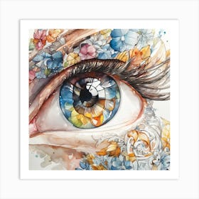 Eye With Flowers Art Art Print