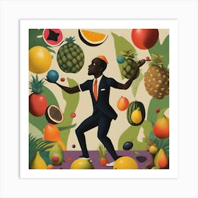 Man Juggling Fruit Art Print