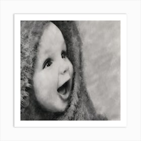 Baby Sketch Black & White Art Print