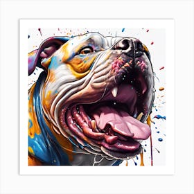 0 Splash Art, A American Bully Head, ((White Backgro Esrgan V1 X2plus Art Print