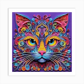 Quilling Cat Art Print