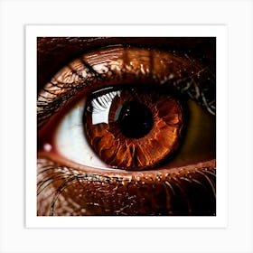 Brown Eye Human Close Up Pupil Iris Vision Gaze Look Stare Sight Close Macro Detailed (3) Art Print