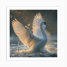 Swan In Flight 3 Art Print