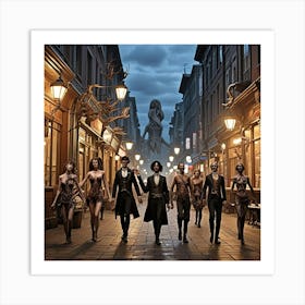 Steampunk Alleyway Cubism Style Art Print