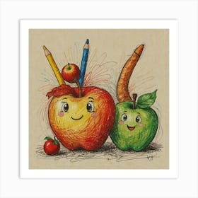 Apples And Pencils Art Print