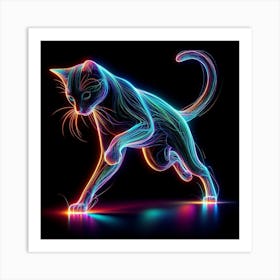 Neon Cat 3 Art Print