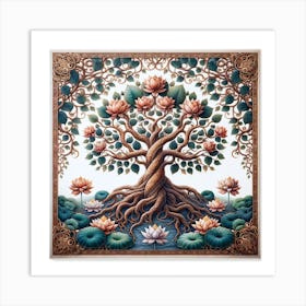 Lotus Tree Of Life 1 Art Print