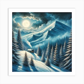 Moonlight In The Mountains Art Print