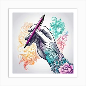 Default A Stunning Vector Design Of A Hand Holding A Pen And D 3 Art Print