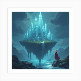 Sorcerer Controlling A Floating Castle Made Of Crystal 1 Art Print