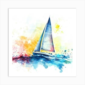 Watercolor Sailboat Painting 2 Art Print