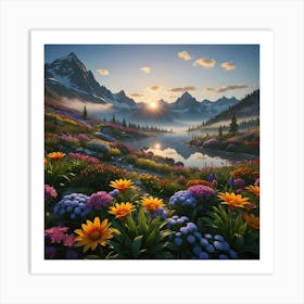 Sunrise In The Mountains 1 Art Print