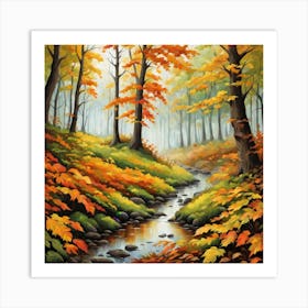 Forest In Autumn In Minimalist Style Square Composition 28 Art Print